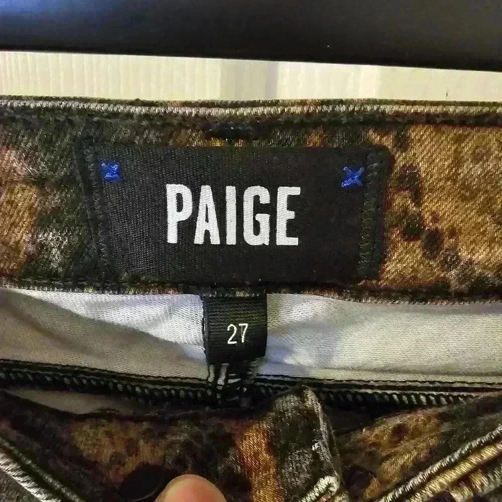 PAIGE HOXTON ULTRA SKINNY COATED LEATHER LIKE BROWN SNAKE JEANS SIZE 27